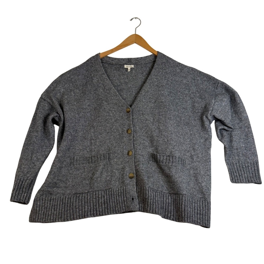 Ella Moss Womens XXL Gray Knit V-Neck Button Front Oversized Cardigan Sweater